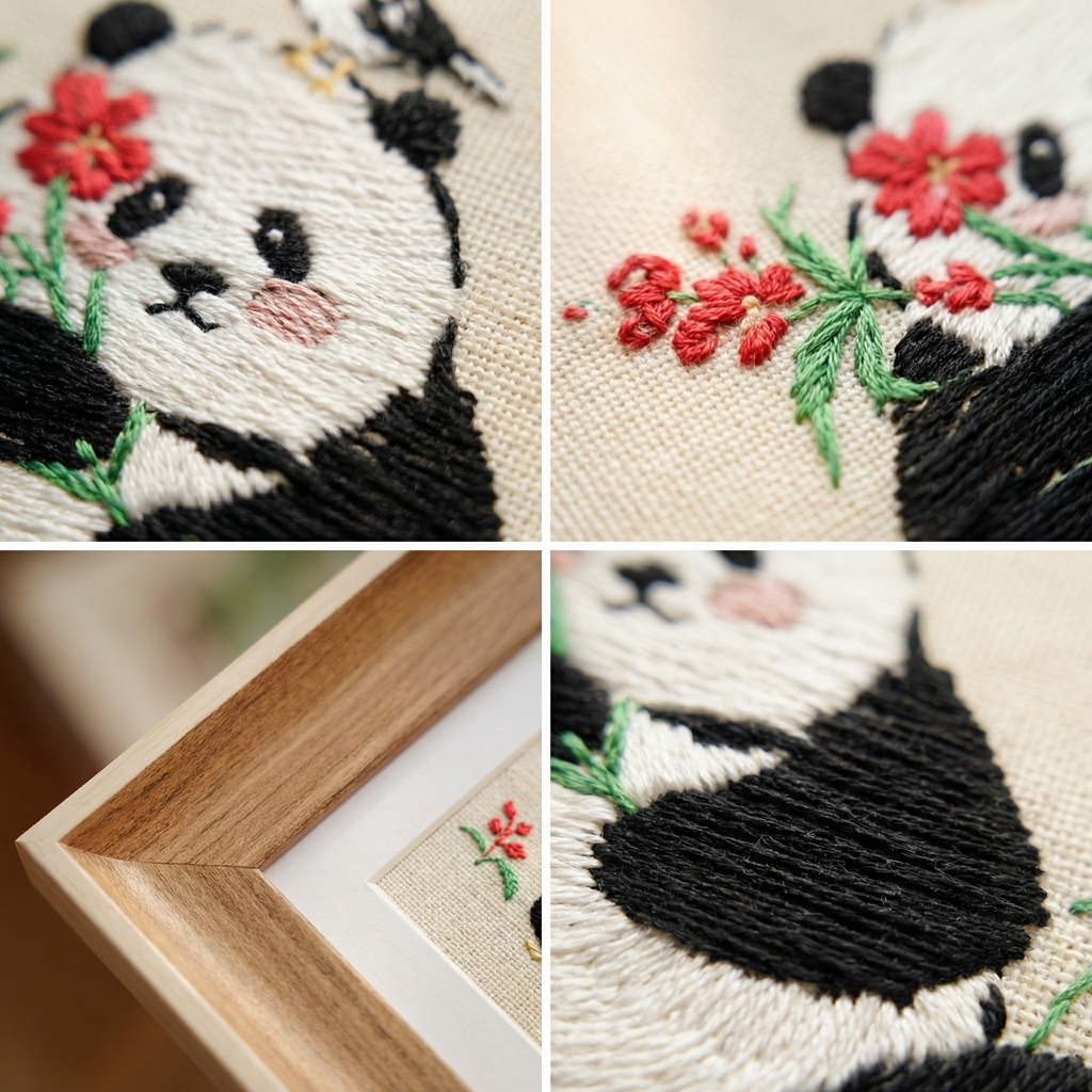 Shu Embroidery Panda Framed Art