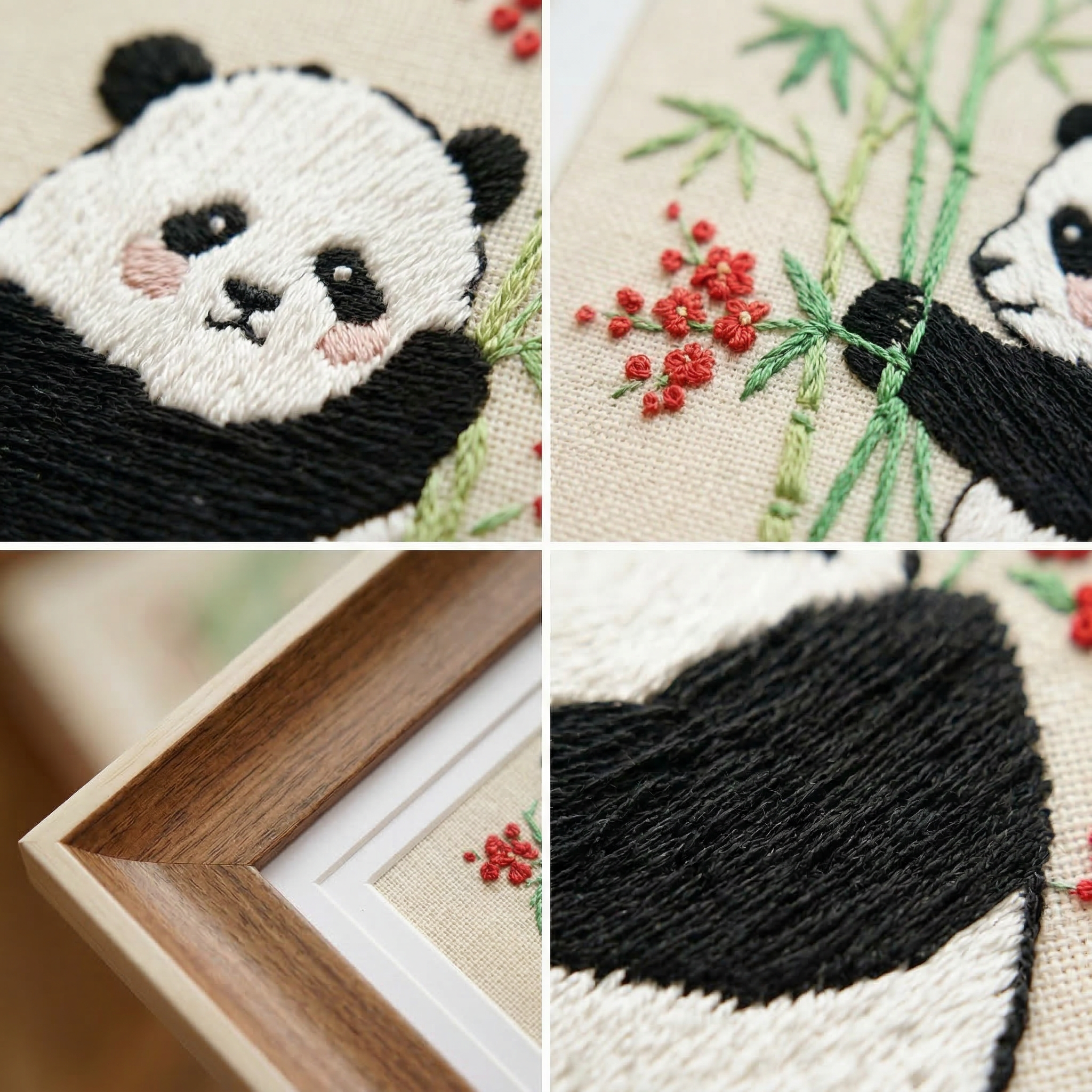 Shu Embroidery Panda Framed Art