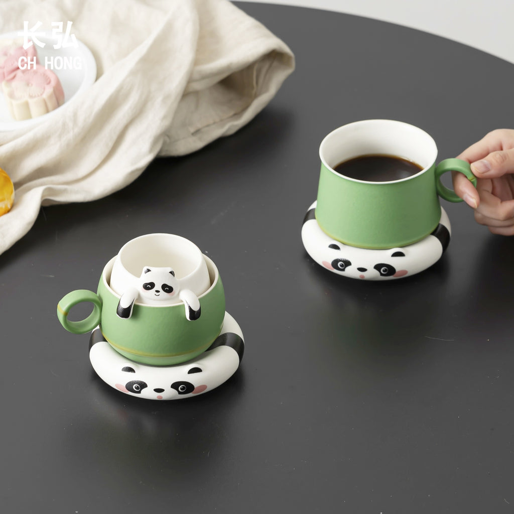 Green Bamboo Panda Tea & Coffee Cup Series