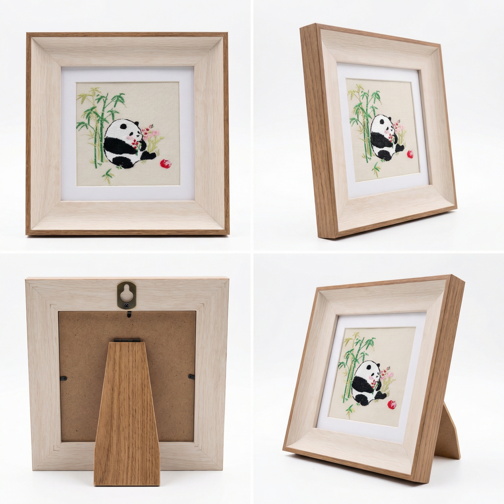 Shu Embroidery Panda Framed Art