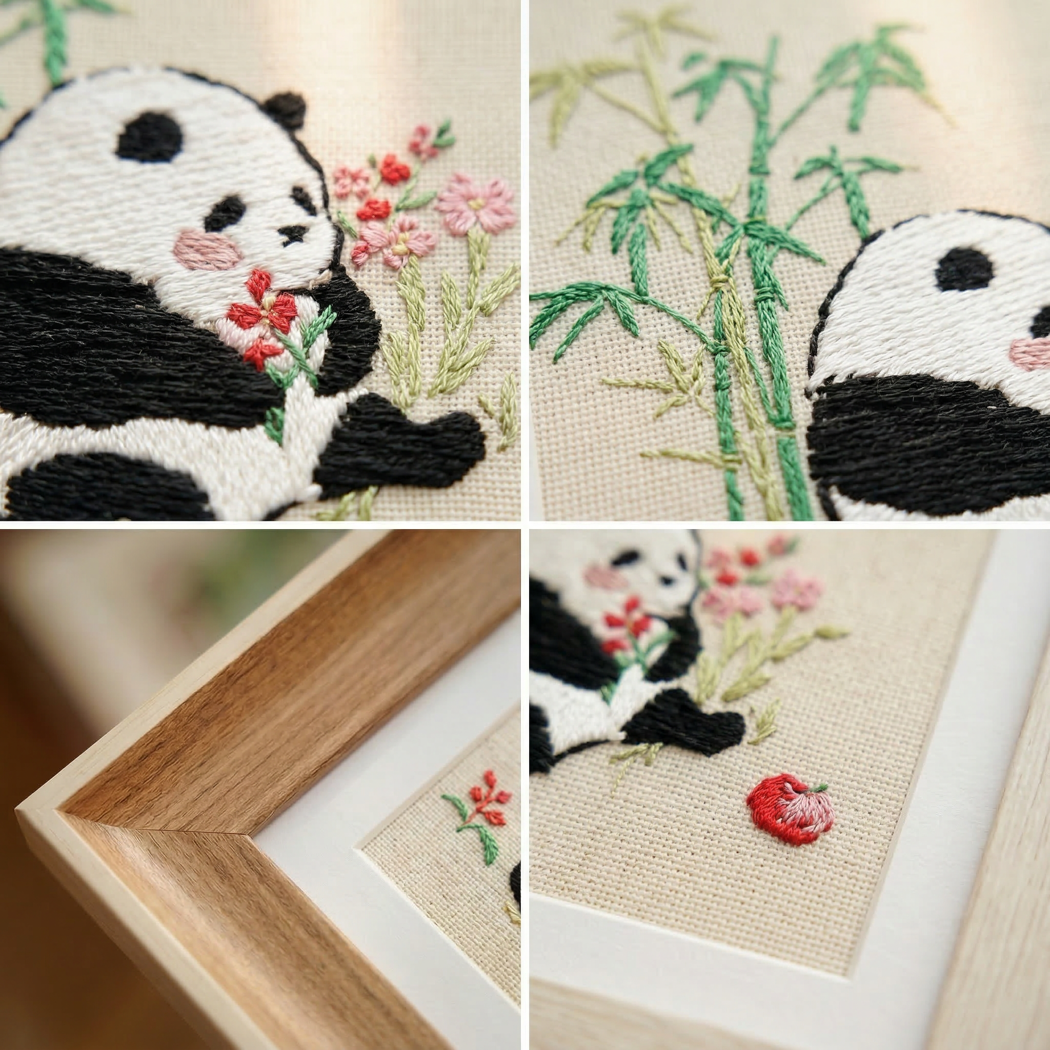 Shu Embroidery Panda Framed Art